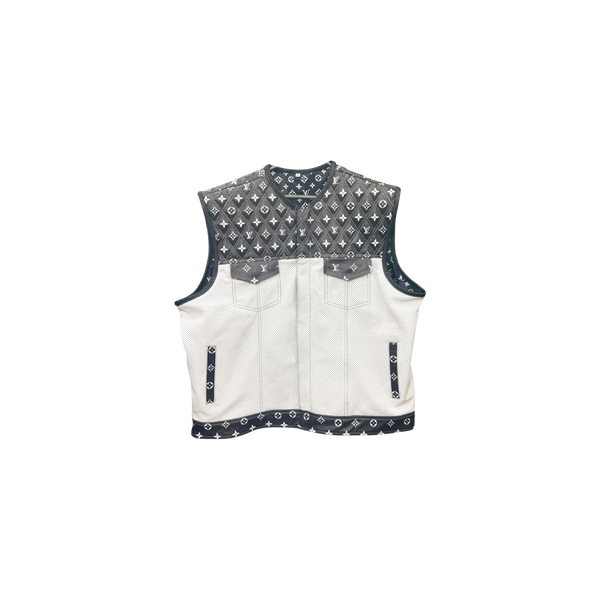 Black & White Designer Leather Vest - Sleek & Versatile