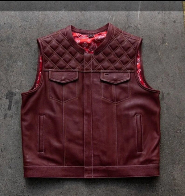 Leather Vest Maroon Leather Vest Denim Vest Leather Men Vest Biker vest Motorcycle Vest Men Motorcycle Gifts For Men Braided Vest